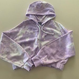 PacSun Cropped Purple Tie Dye Zip Hoodie, Size Small